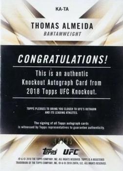 2018 Topps UFC Knockout - Knockout Autographs Blue #KA-TA Thomas Almeida Back