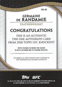 2018 Topps UFC Knockout - Tier One Autographs #TOA-Gd Germaine de Randamie Back