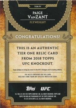 2018 Topps UFC Knockout - Tier One Relics #TOR-PV Paige VanZant Back
