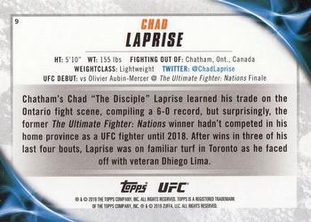 2019 Topps UFC Knockout #9 Chad Laprise Back