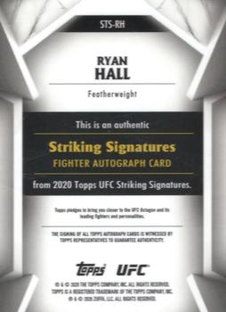2020 Topps UFC Striking Signatures - Fighter Autographs #STS-RH Ryan Hall Back