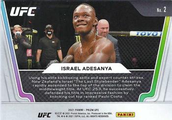 2021 Panini Prizm UFC - Knockout Artists #2 Israel Adesanya Back