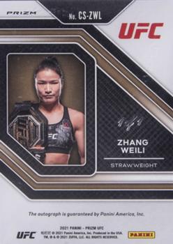 2021 Panini Prizm UFC - Champion Signatures Black Prizms #CS-ZWL Zhang Weili Back