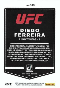 2022 Donruss UFC - Green Flood #189 Diego Ferreira Back