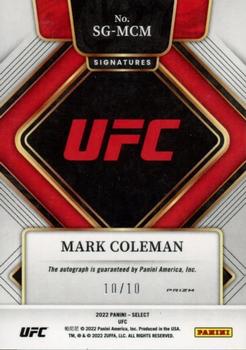 2022 Panini Select UFC - Signatures Gold Flash Prizms #SG-MCM Mark Coleman Back