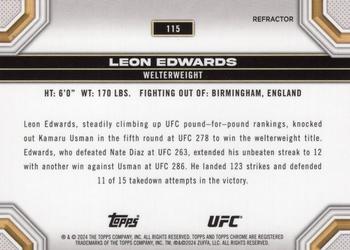 2024 Topps Chrome UFC - Refractor #115 Leon Edwards Back