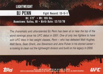 2009 Topps UFC Round 2 #47 BJ Penn Back