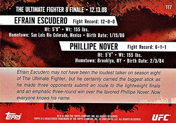 2009 Topps UFC Round 2 #117 Efrain Escudero / Phillipe Nover Back