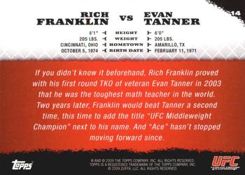 2009 Topps UFC Round 1 #14 Rich Franklin / Evan Tanner Back