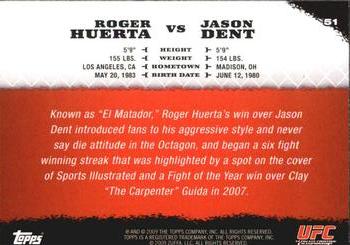 2009 Topps UFC Round 1 #51 Roger Huerta / Jason Dent Back