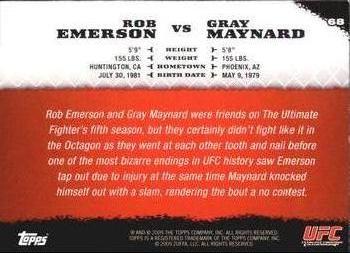 2009 Topps UFC Round 1 #68 Rob Emerson / Gray Maynard Back