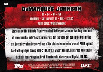2010 Topps UFC #54 DaMarques Johnson Back