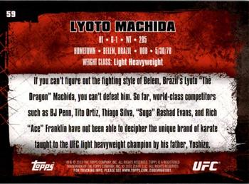 2010 Topps UFC #59a Lyoto Machida Back