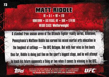 2010 Topps UFC #73 Matt Riddle Back