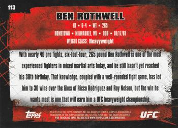 2010 Topps UFC #113 Ben Rothwell Back