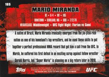 2010 Topps UFC #165 Mario Miranda Back
