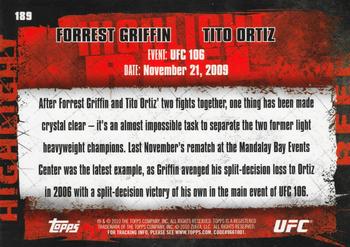 2010 Topps UFC #189 Forrest Griffin / Tito Ortiz Back