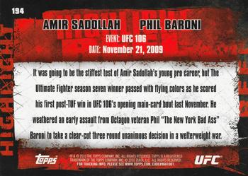 2010 Topps UFC #194 Amir Sadollah / Phil Baroni Back