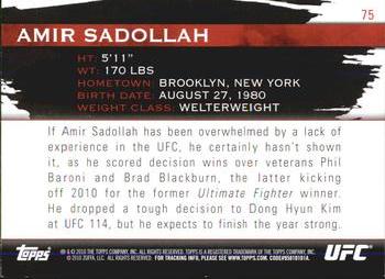 2010 Topps UFC Knockout #75 Amir Sadollah Back