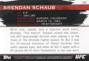 2010 Topps UFC Knockout #101 Brendan Schaub Back