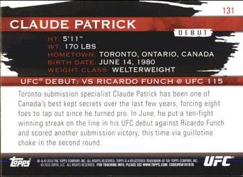 2010 Topps UFC Knockout #131 Claude Patrick Back