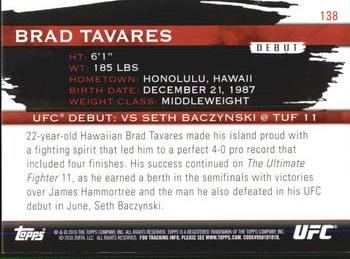 2010 Topps UFC Knockout #138 Brad Tavares Back