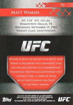 2011 Topps UFC Title Shot #92 Matt Wiman Back