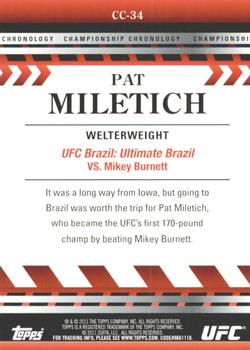 2011 Topps UFC Title Shot - Championship Chronology #CC-34 Pat Miletich Back