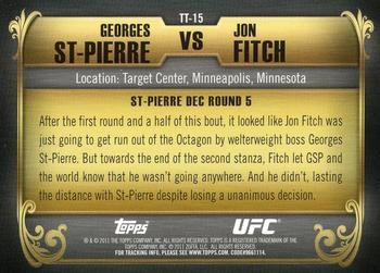 2011 Topps UFC Title Shot - Top 10 Title Fights #TT-15 Georges St. Pierre - Jon Fitch Back