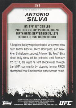 2011 Topps UFC Moment of Truth #151 Antonio Silva Back