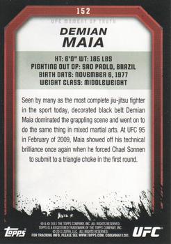 2011 Topps UFC Moment of Truth #152 Demian Maia Back