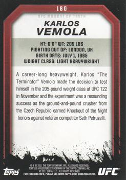 2011 Topps UFC Moment of Truth #180 Karlos Vemola Back