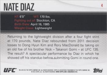 2012 Topps UFC Knockout #4 Nate Diaz Back