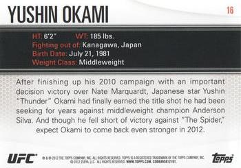 2012 Topps UFC Knockout #16 Yushin Okami Back