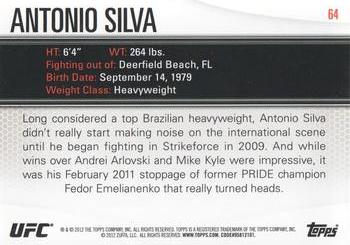 2012 Topps UFC Knockout #64 Antonio Silva Back