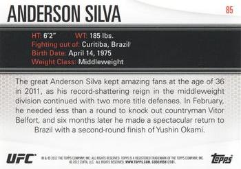 2012 Topps UFC Knockout #85 Anderson Silva Back