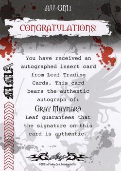 2010 Leaf MMA - Autographs Red #AU-GM1 Gray Maynard Back
