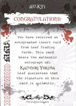 2010 Leaf MMA - Autographs Red #AU-KY1 Kazunori Yokota Back