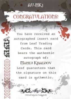 2010 Leaf MMA - Autographs Red #AU-MK1 Mamed Khalidov Back