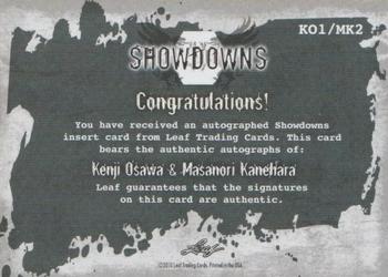 2010 Leaf MMA - Showdowns Dual Autographs Purple #KO1/MK2 Kenji Osawa / Masanori Kanehara Back
