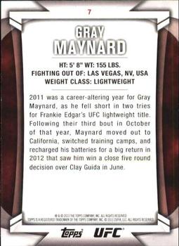 2013 Topps UFC Knockout #7 Gray Maynard Back