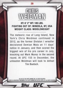 2013 Topps UFC Knockout #29 Chris Weidman Back