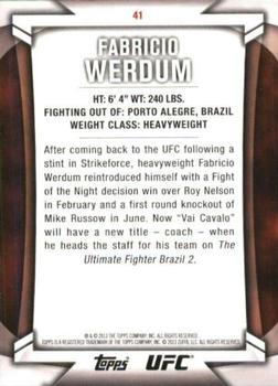 2013 Topps UFC Knockout #41 Fabricio Werdum Back
