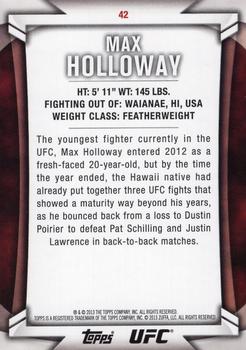 2013 Topps UFC Knockout #42 Max Holloway Back