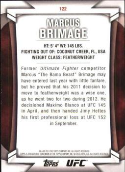 2013 Topps UFC Knockout #122 Marcus Brimage Back