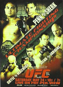 2010 Topps UFC Main Event - Fight Poster #FPR-UFC84 UFC 84 / BJ Penn / Sean Sherk / Tito Ortiz / Lyoto Machida / Wanderlei Silva / Keith Jardine Front