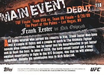 2010 Topps UFC Main Event - Gold #118 Frank Lester / Nick Osipczak Back
