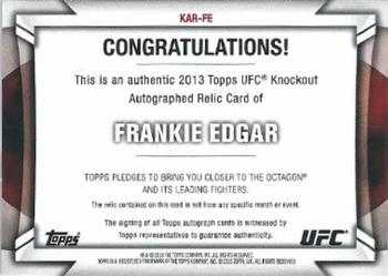 2013 Topps UFC Knockout - Fighter Relics Autographs #KAR-FE Frankie Edgar Back