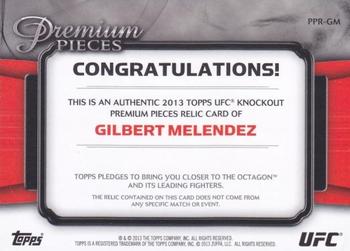2013 Topps UFC Knockout - Premium Pieces Relics #PPR-GM Gilbert Melendez Back