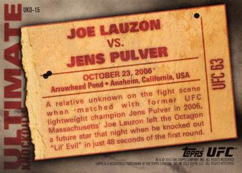 2013 Topps UFC Knockout - Ultimate Knockouts #UKO-15 Joe Lauzon Back